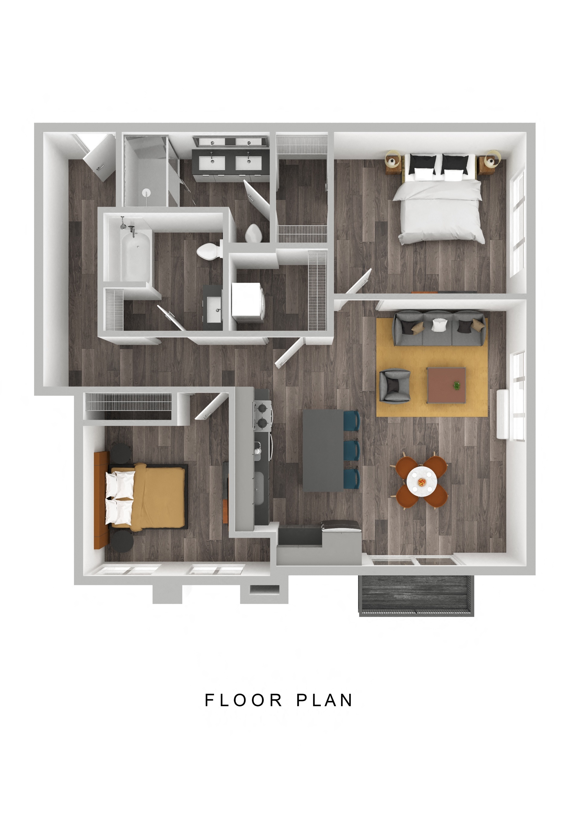 Henley Place Apartments in Milwaukie, Oregon 2x2 E Floor Plan